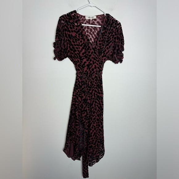 DIANE VON FURSTENBERG KATHERINE WRAP Merlot Animal Leopard print - Picture 4 of 12